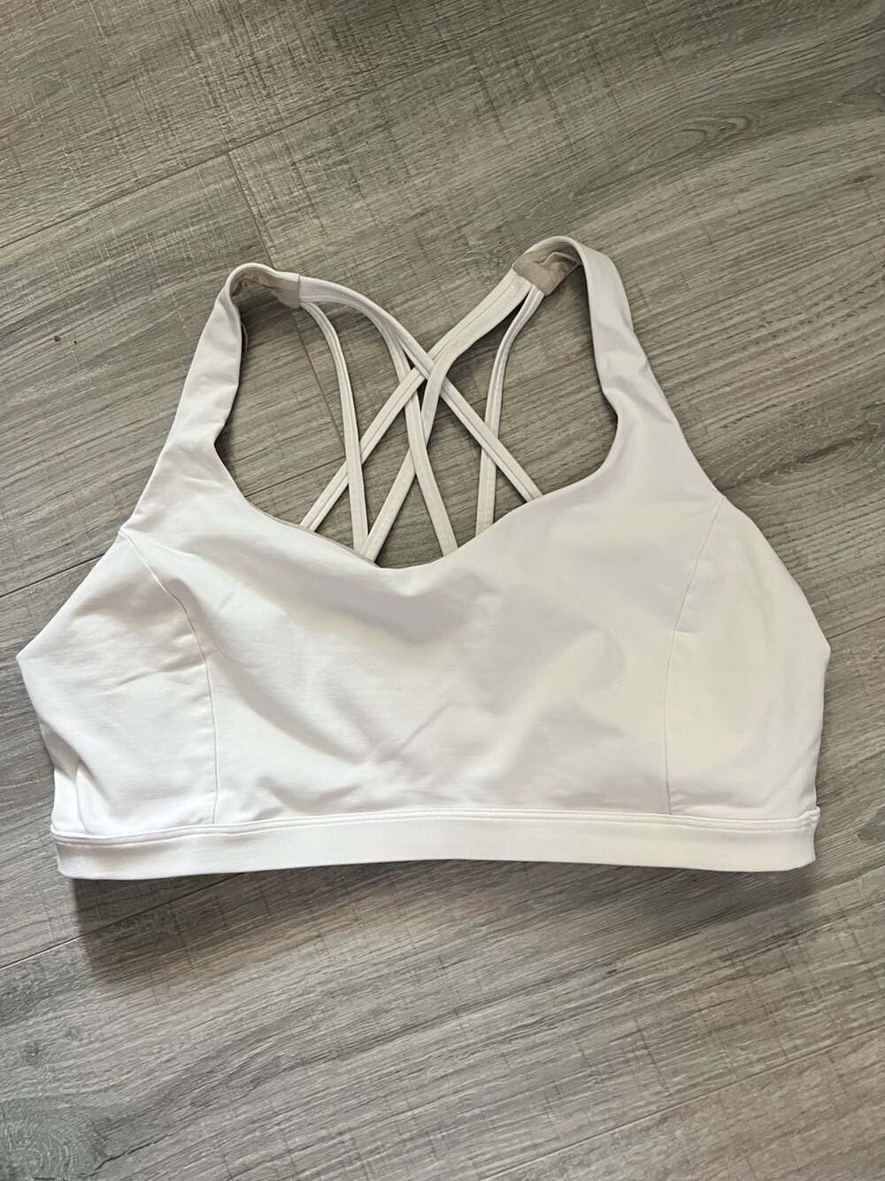 EUC Lululemon Free to Be Serene Bra White Strappy Sports Bra Size 14